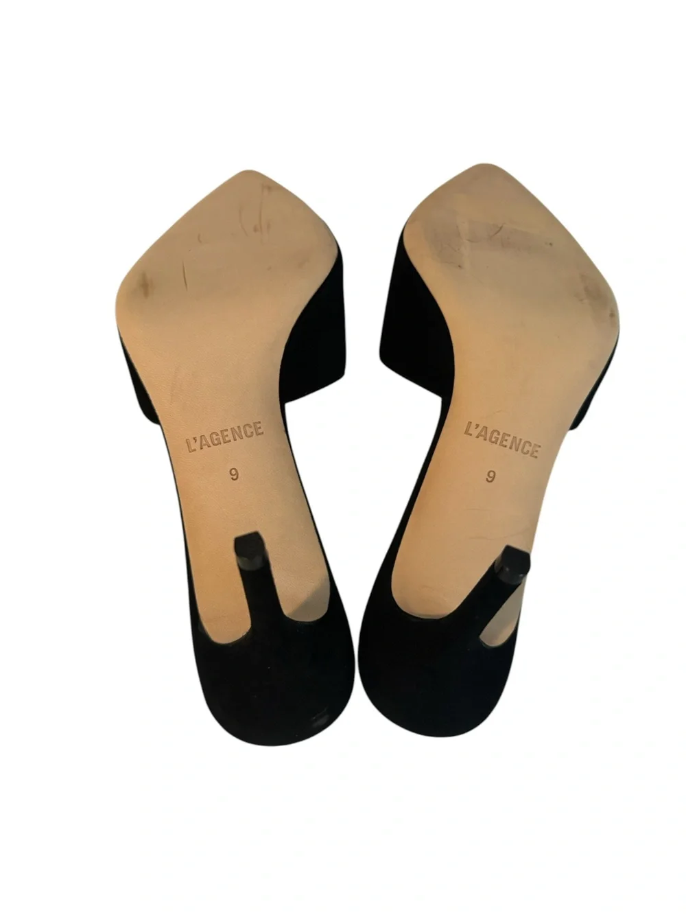 NIB L'AGENCE Lolita V Heeled Sandals in Black Suede Size 9